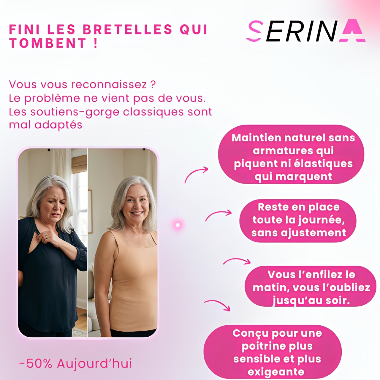 Débardeur confort avec maintien intégré serina